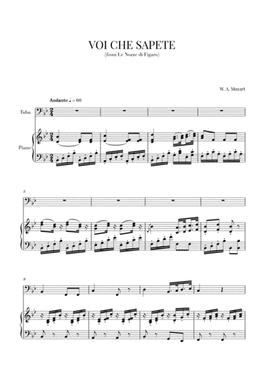 Mozart - Voi Che Sapete (for Cello and Piano) (arr. Cadenza Editions)