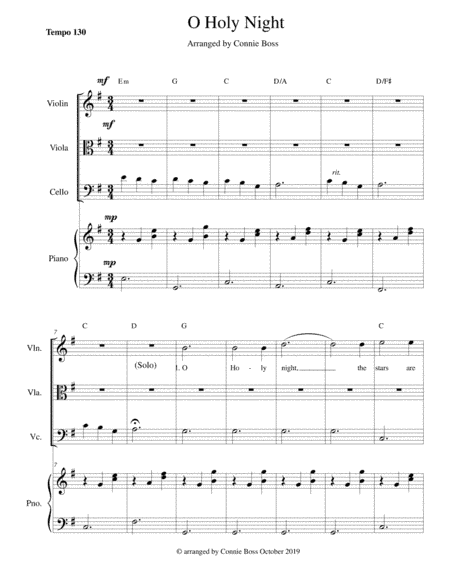 O Holy Night - 5 part strings and piano (arr. Connie Boss)
