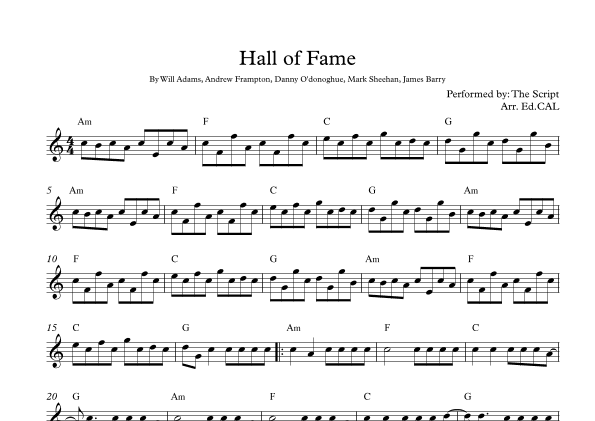 Hall Of Fame (arr. Arr. Ed.CAL)