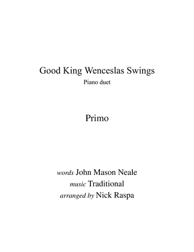 Good King Wenceslas Swings (1 piano 4 hands) Primo (arr. Nick Raspa)