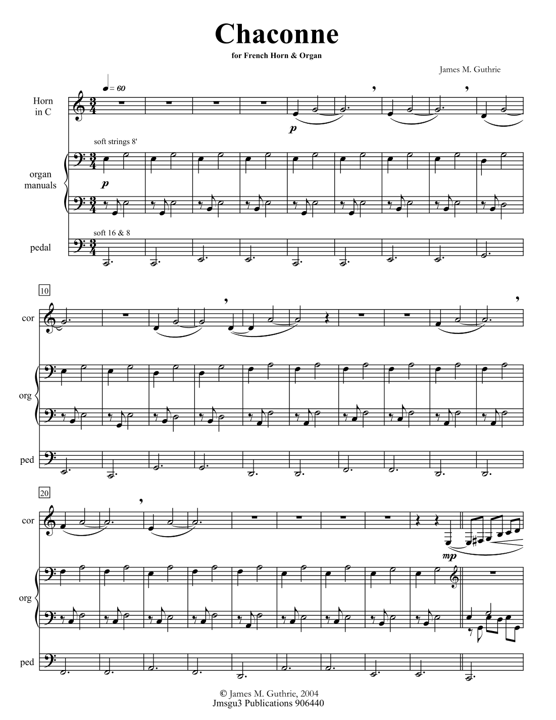 Guthrie: Chaconne for French Horn & Organ