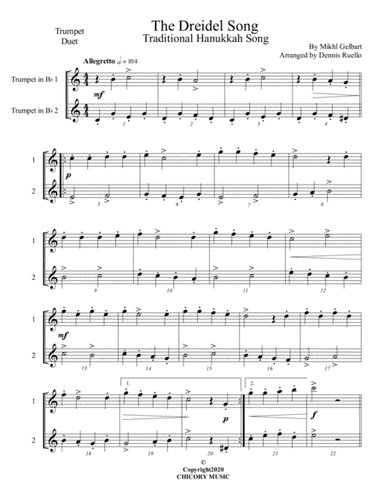 The Dreidel Song - Trumpet Duet - Advanced Intermediate (arr. Dennis Ruello)