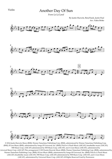 Another Day Of Sun (arr. Fabio Britto)