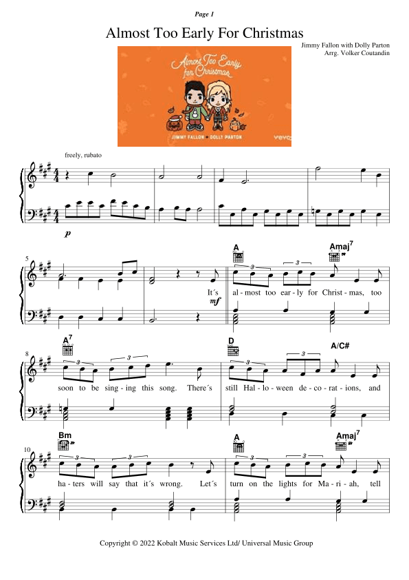 Too Early For Christmas (arr. Volker Coutandin)