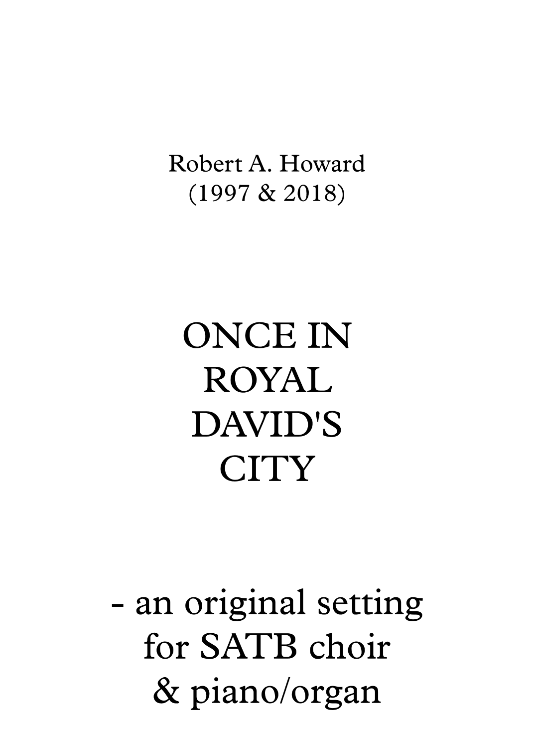 Once in Royal David's City (SATB version)