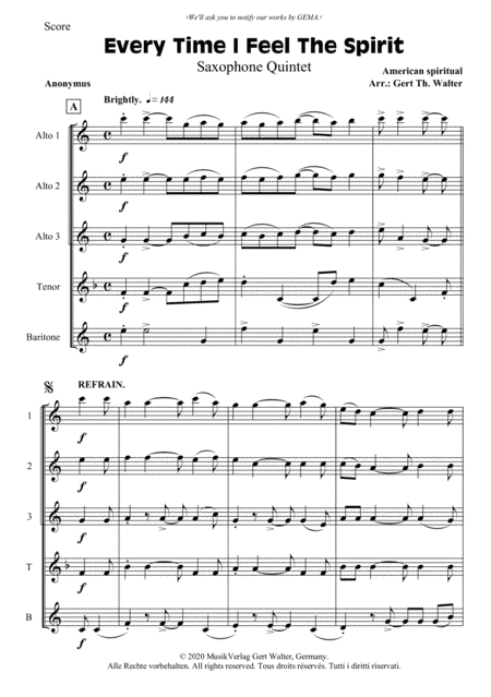 Every Time I Feel The Spirit (arr. Gert Th. Walter)