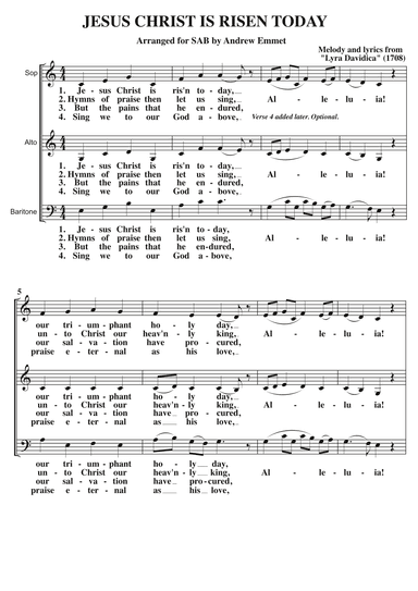 Jesus Christ Is Risen Today A Cappella SAB (arr. Andrew Emmet)