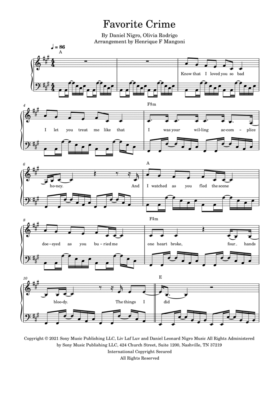 Favorite Crime (arr. Henrique F Mangoni)