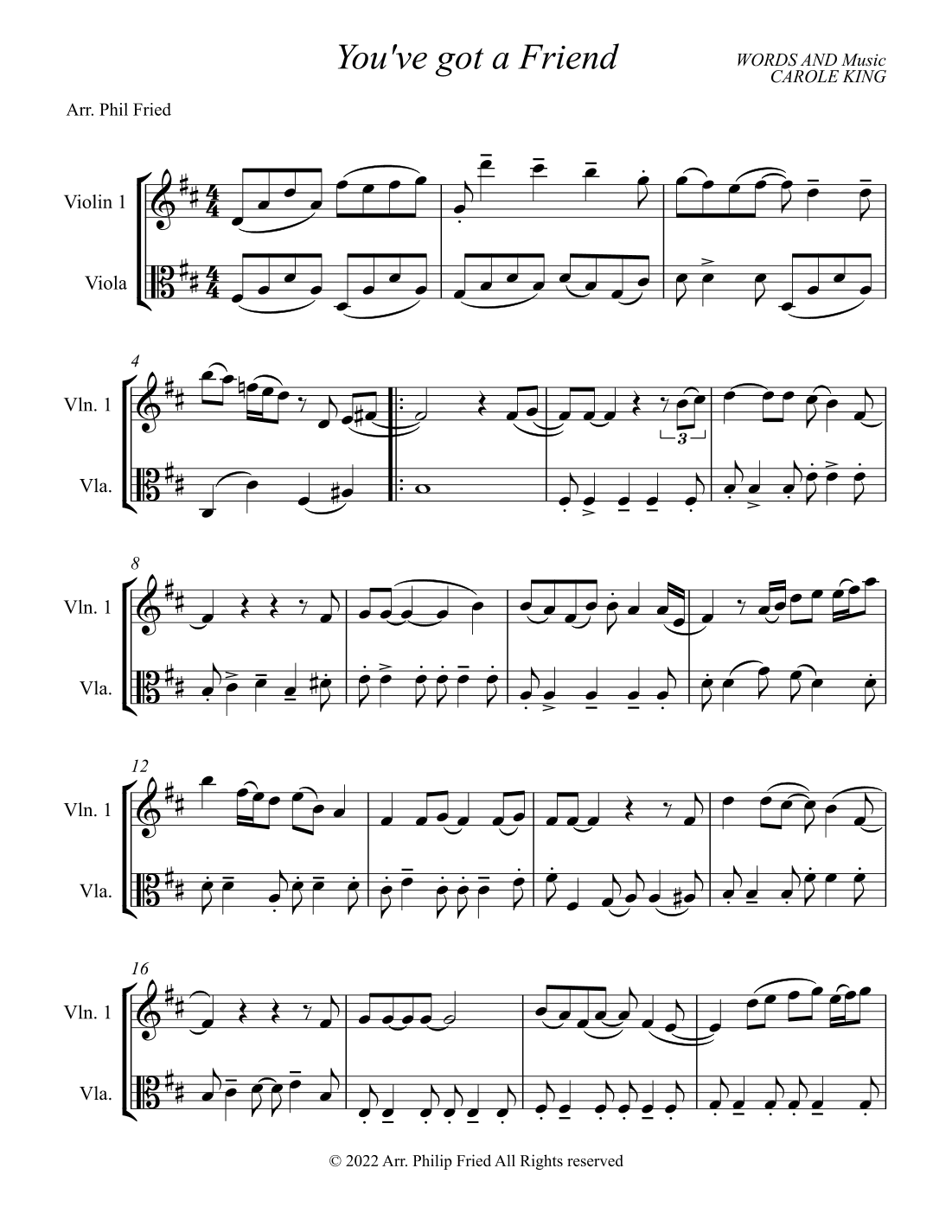 You've Got A Friend (arr. Dr. Philip Fried)