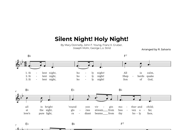 Silent Night! Holy Night! (Key of B-Flat Major) (arr. R. Salvario)