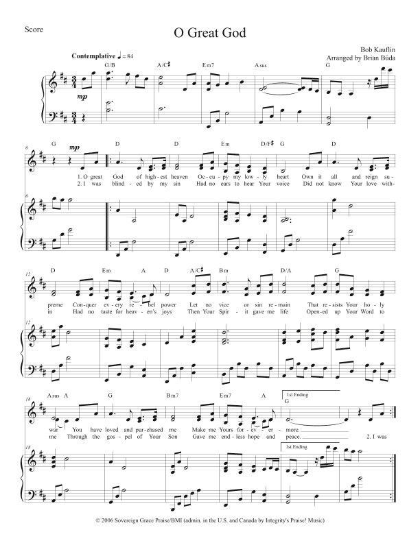 O Great God (arr. Brian Buda)