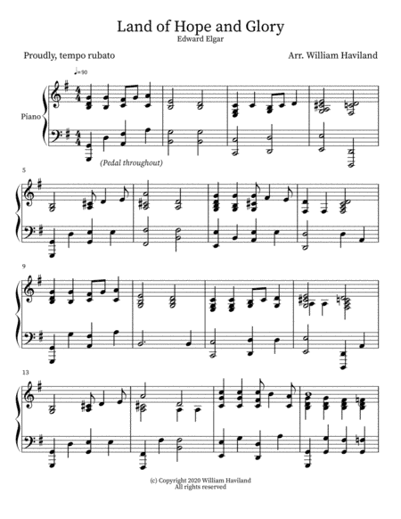 Elgar: Land of Hope and Glory [Proms, Pomp and Circumstance - arr. for solo piano] (arr. William Haviland)