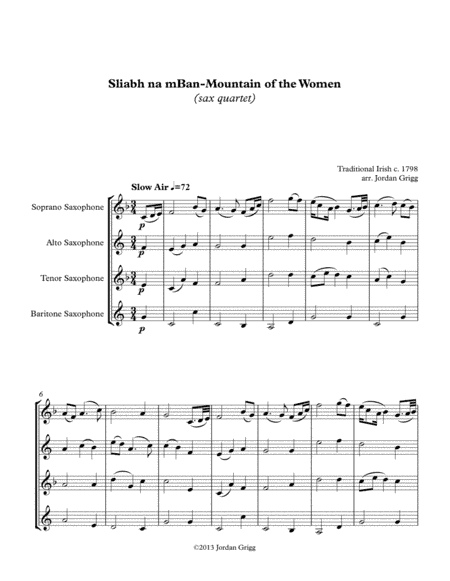 Sliabh na mBan - Mountain of the Women (sax quartet) (arr. Jordan Grigg)