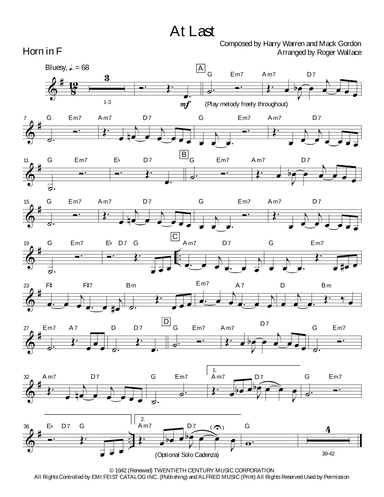 At Last (arr. Roger Wallace)