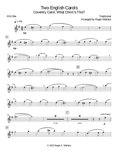 Two English Carols (Coventry Carol; What Child Is This?) (arr. Roger Wallace)