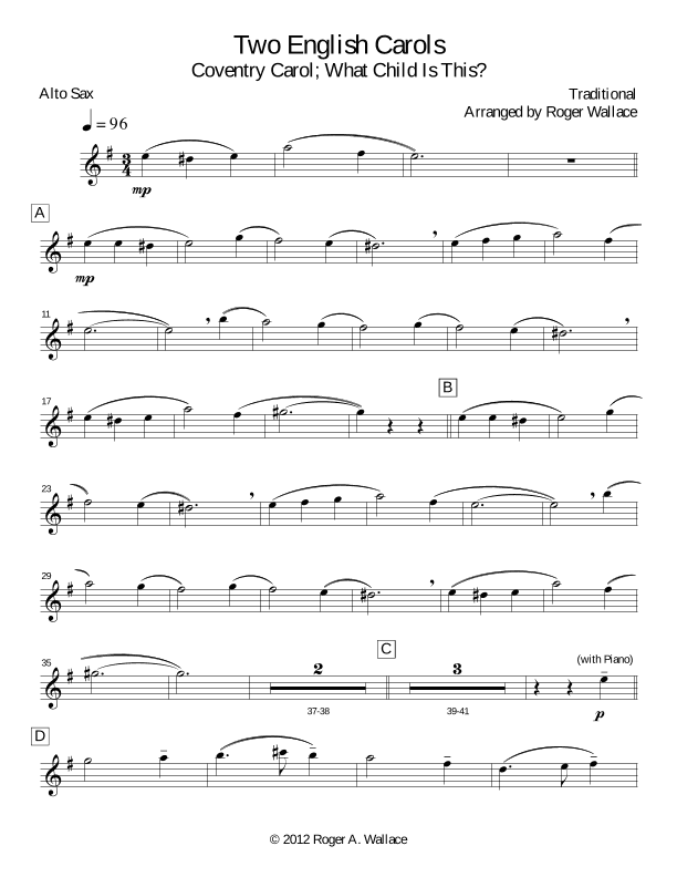 Two English Carols (Coventry Carol; What Child Is This?) (arr. Roger Wallace)