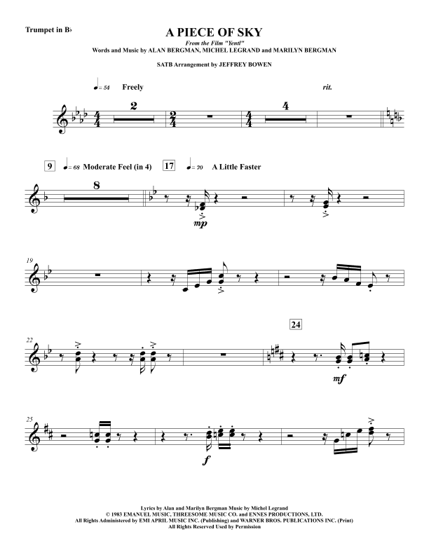 A Piece Of Sky (arr. Jeffrey Bowen)