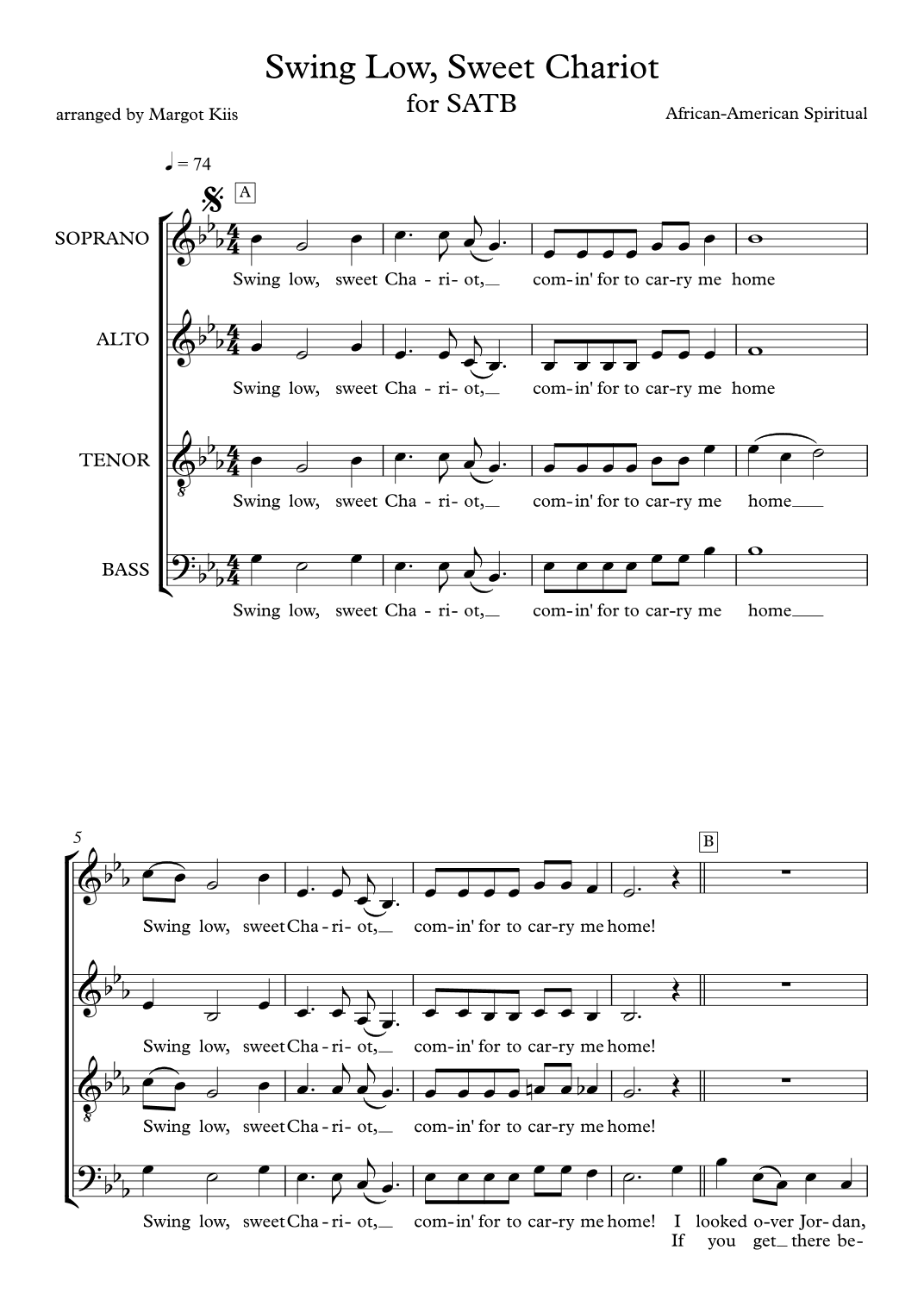 Sweet Low, Sweet Chariot (arr. Margot Kiis)