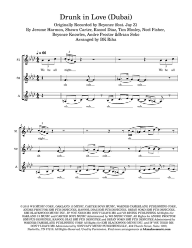 Drunk In Love (arr. BK Riha / Brandy Kay Riha)