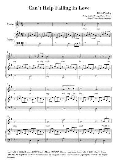 Can't Help Falling In Love (arr. Ahiva Editions)