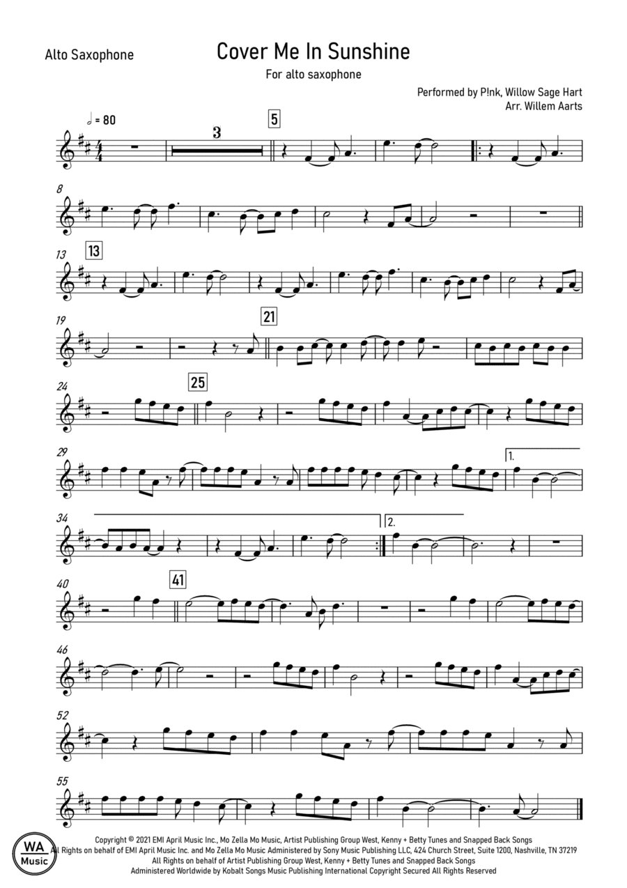 Cover Me In Sunshine (arr. Willem Aarts)