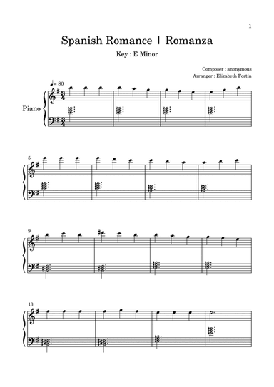 Spanish Romance - Romanza - Jeux Interdits (arr. Elizabeth Fortin)