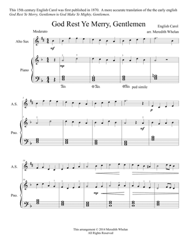 Christmas Duets for Alto Saxophone & Piano:  God Rest Ye Merry, Gentlemen (arr. Meredith Whelan)