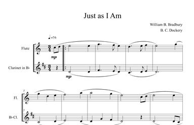 Just As I Am (Flute and Clarinet Duet) (arr. B. C. Dockery)