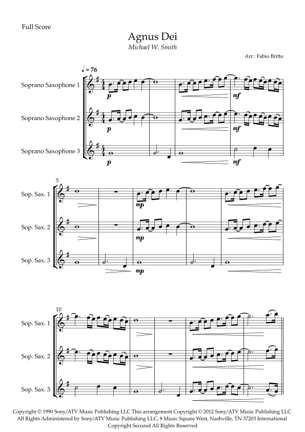 Agnus Dei (arr. Fabio Britto)