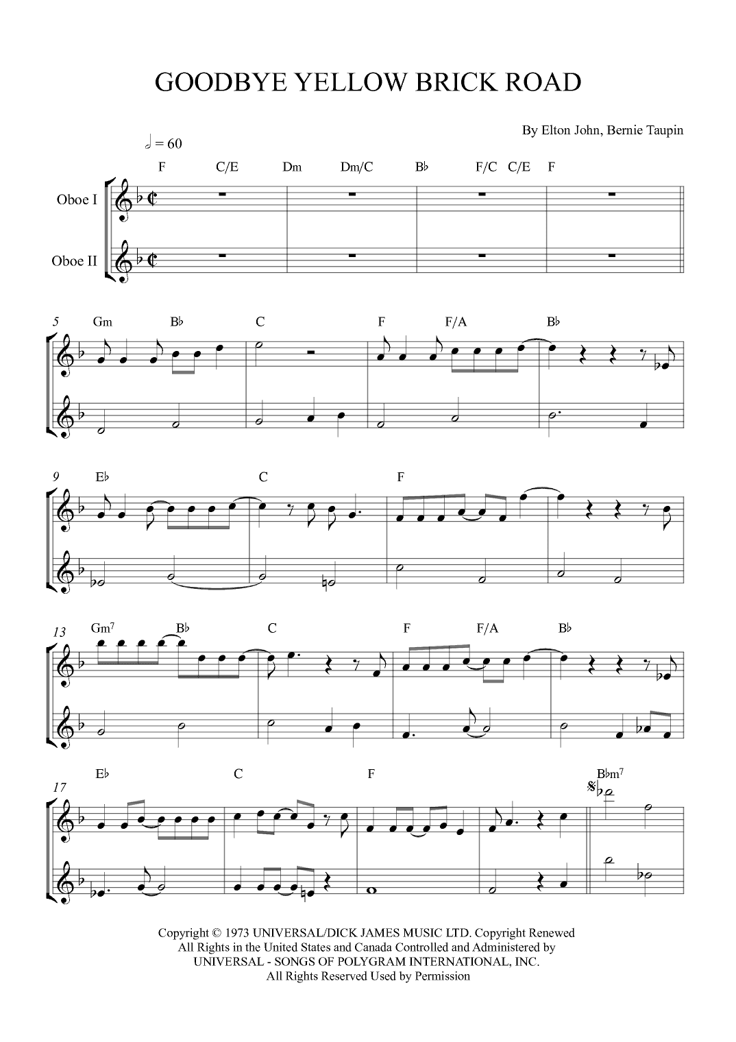 Goodbye Yellow Brick Road (arr. Alex Nunes Rodrigues)