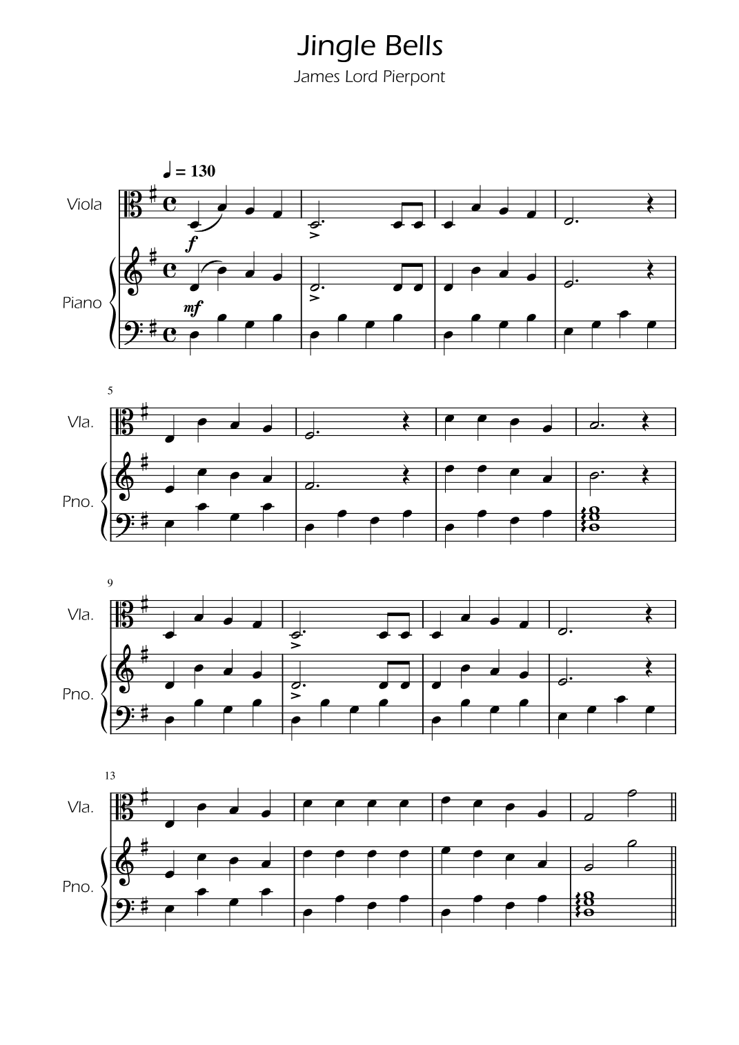 Jingle Bells - Viola Solo w/ Piano (arr. Ygor Nunes)