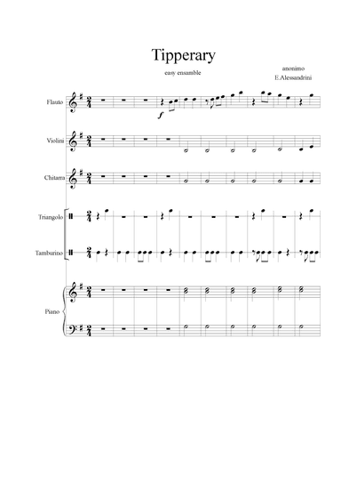 Tipperary. Easy ensamble (arr. Ester Alessandrini)