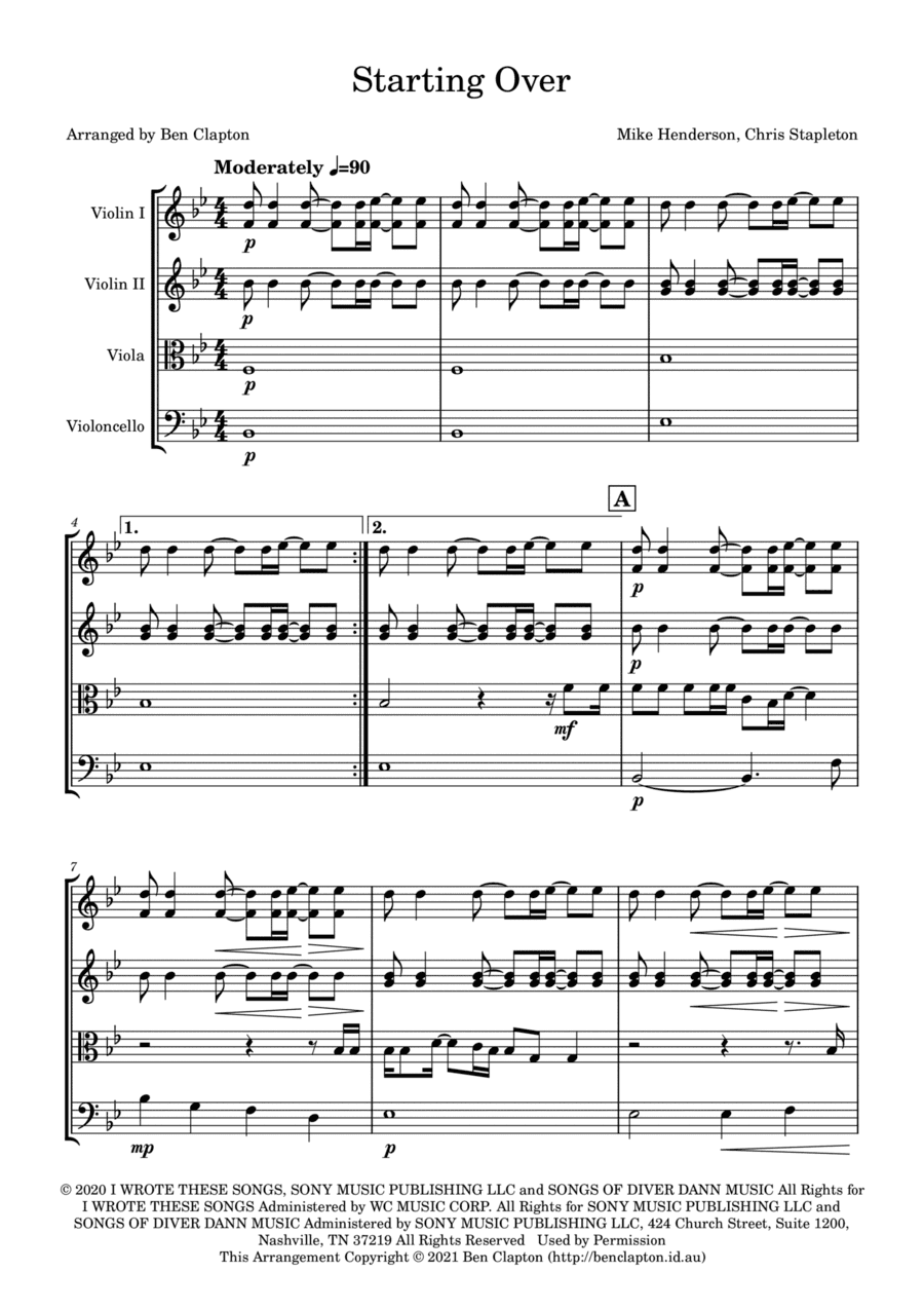 Starting Over (arr. Ben Clapton)