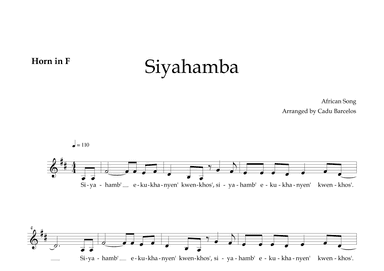 Siyahamba - Horn (African Song) (arr. Cadu Barcelos)