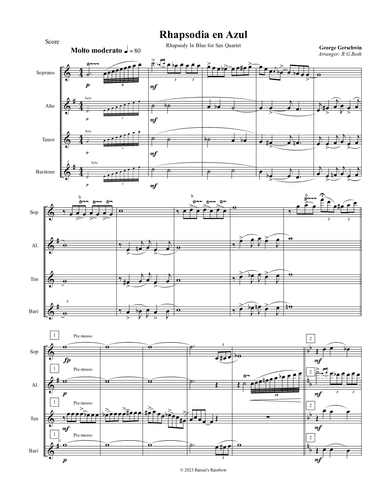 Rhapsody in Blue for Sax Quartet SATB (arr. R G Roth)