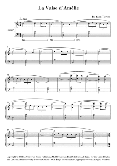 La Valse D'amelie (arr. Ahiva Editions)