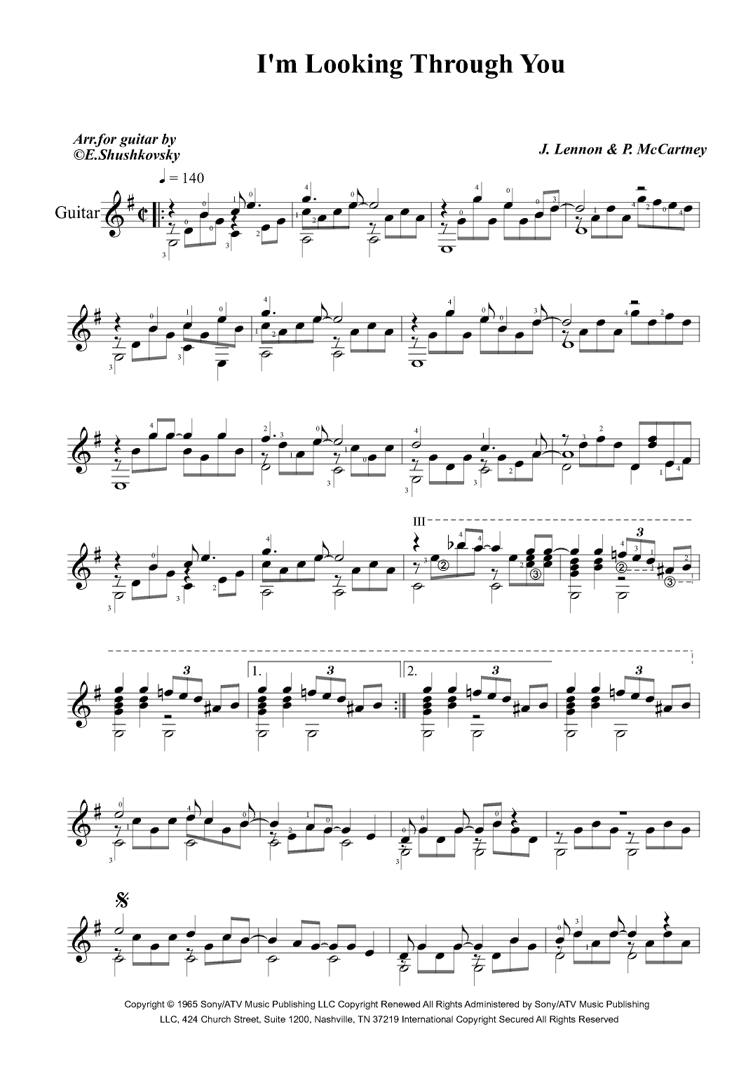 I'm Looking Through You (arr. Evgeny Shushkovsky)