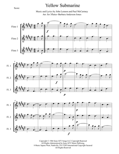 Yellow Submarine - Score Only (arr. Barbara Anderson-Jones)