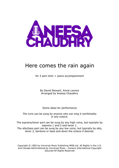 Here Comes The Rain Again (arr. Aneesa Chaudhry)