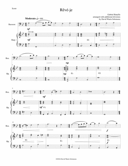 Rêvé-je (Am I dreaming) for bassoon and harp (arr. David Warin Solomons)