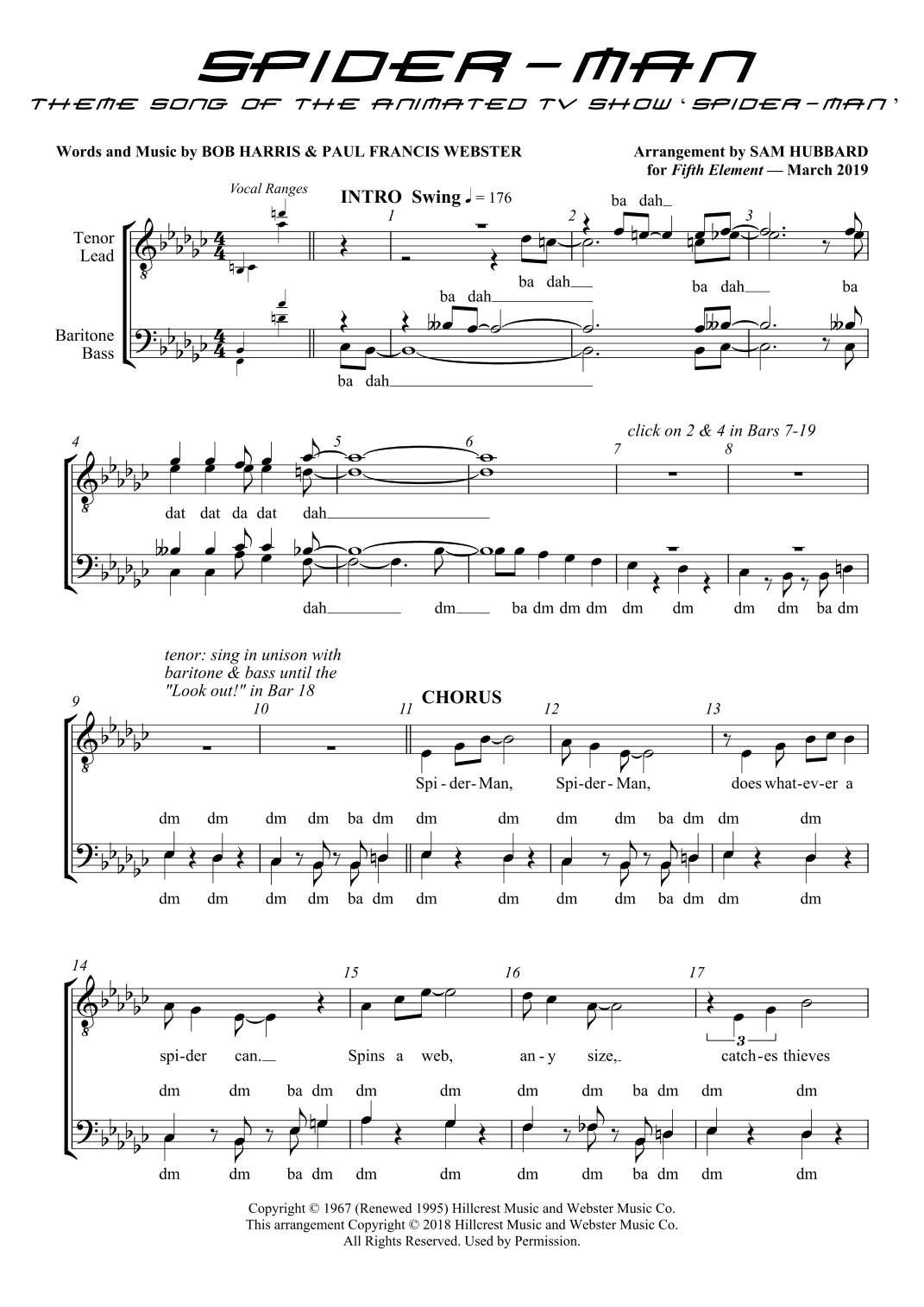 Theme From Spider Man (arr. Sam Hubbard)