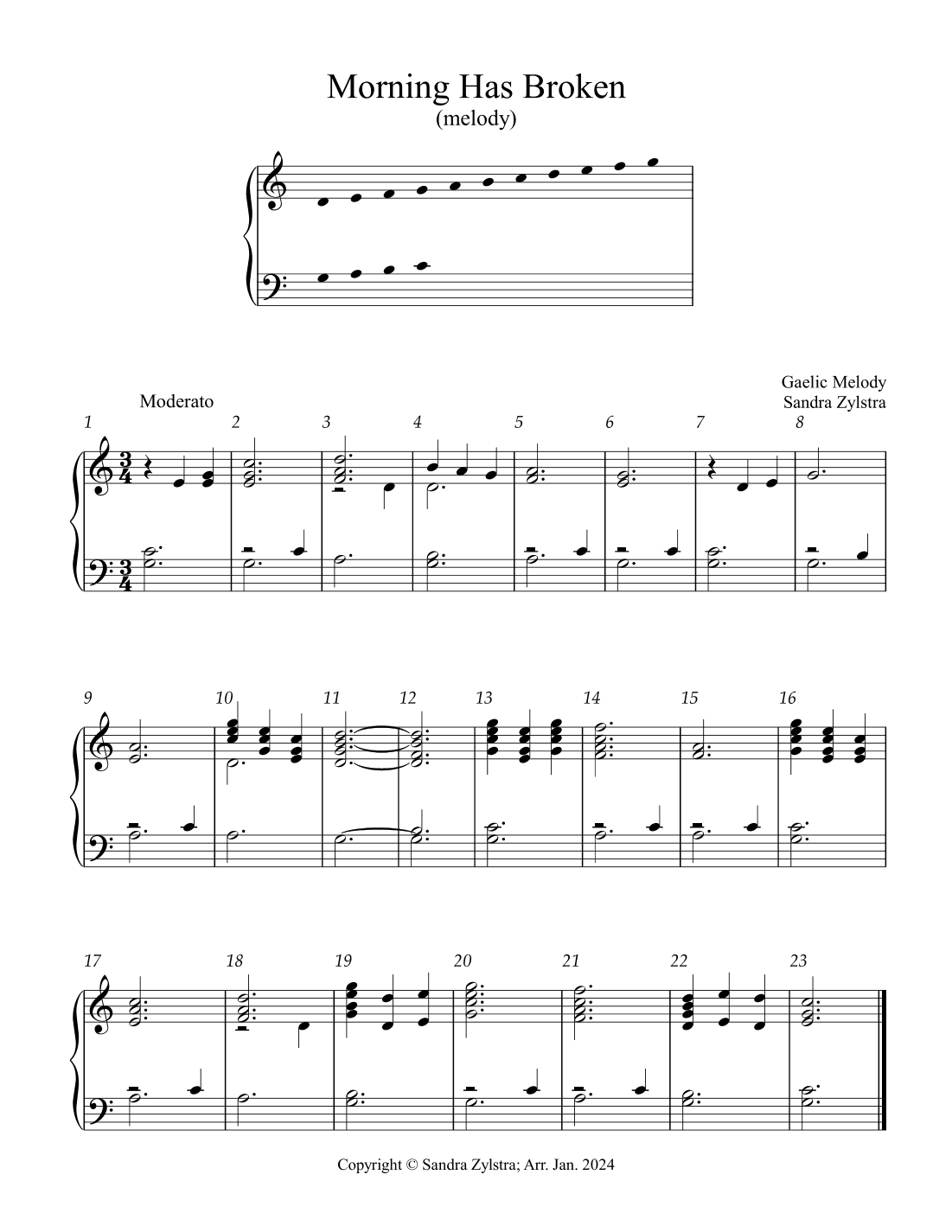 Morning Has Broken (2 octave handbells) (arr. Sandra Zylstra)