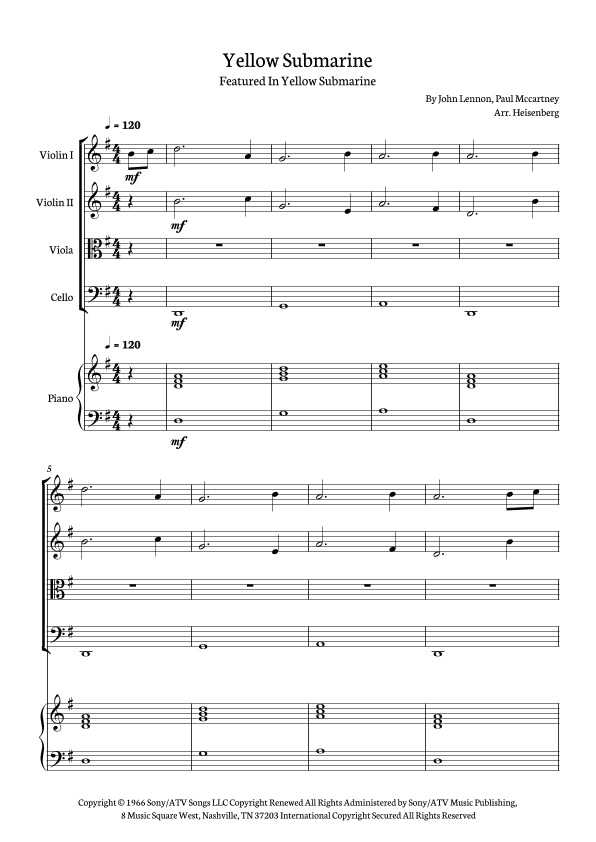 Yellow Submarine (arr. Heisenberg)