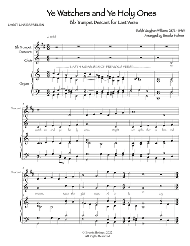 Ye Watchers and Ye Holy Ones (Lasst uns erfreuen) Trumpet Descant with Organ for Last Verse (arr. Brooks Holmes)