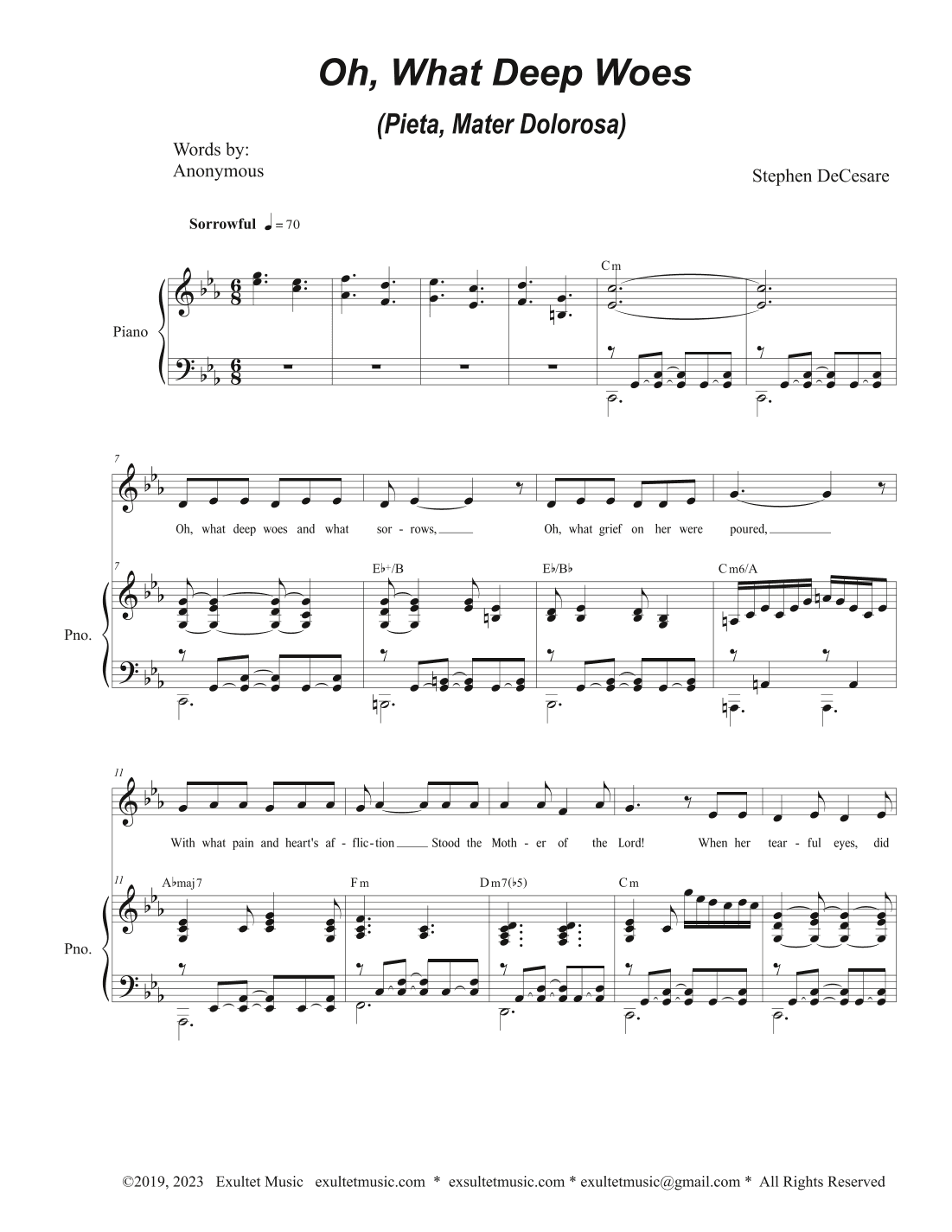 Oh, What Deep Woes (Pieta, Mater Dolorosa) (Vocal solo - Medium Key)