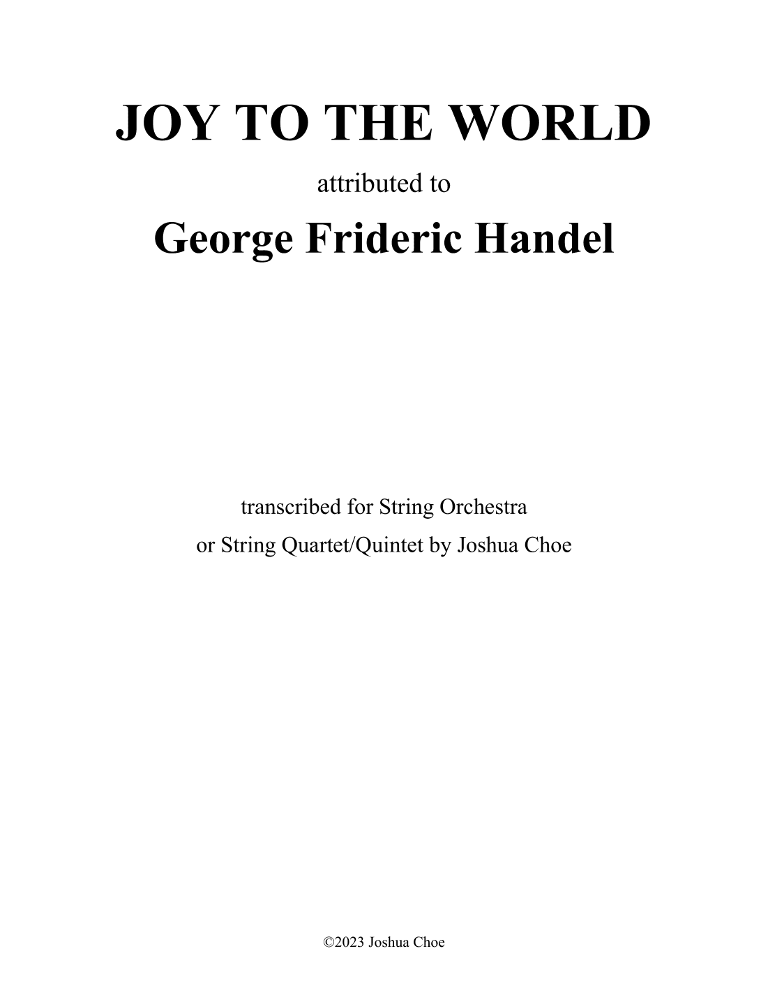 Joy to the World (arr. Joshua Choe)