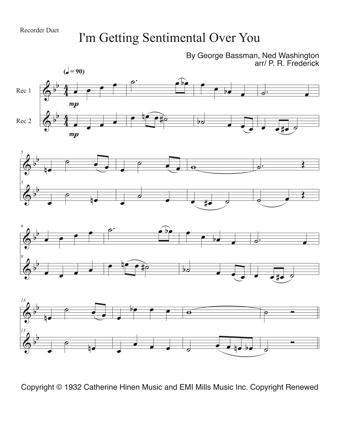 I'm Getting Sentimental Over You (arr. P. R. Frederick)