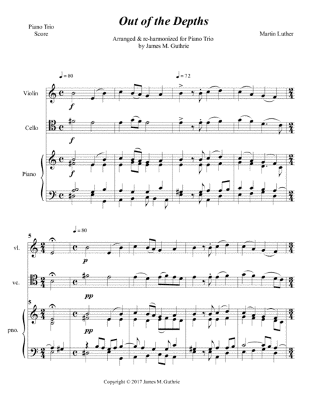 Luther: Out of the Depths for Piano Trio (arr. James M. Guthrie, ASCAP)