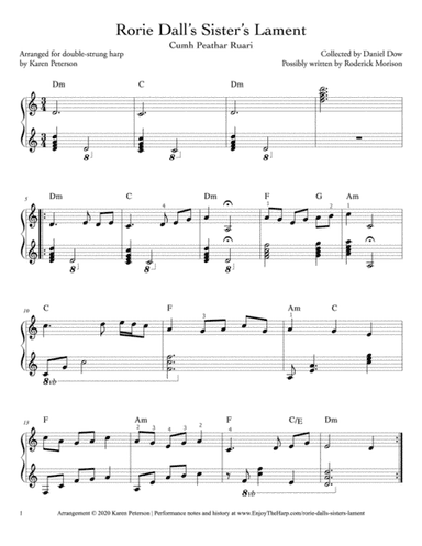 Rorie Dall's Sister's Lament for Double-strung Harp (arr. Karen Peterson)
