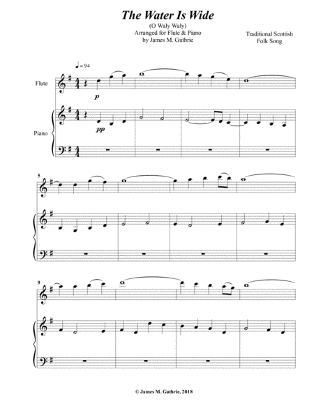 The Water is Wide for Flute & Piano (arr. James M. Guthrie)